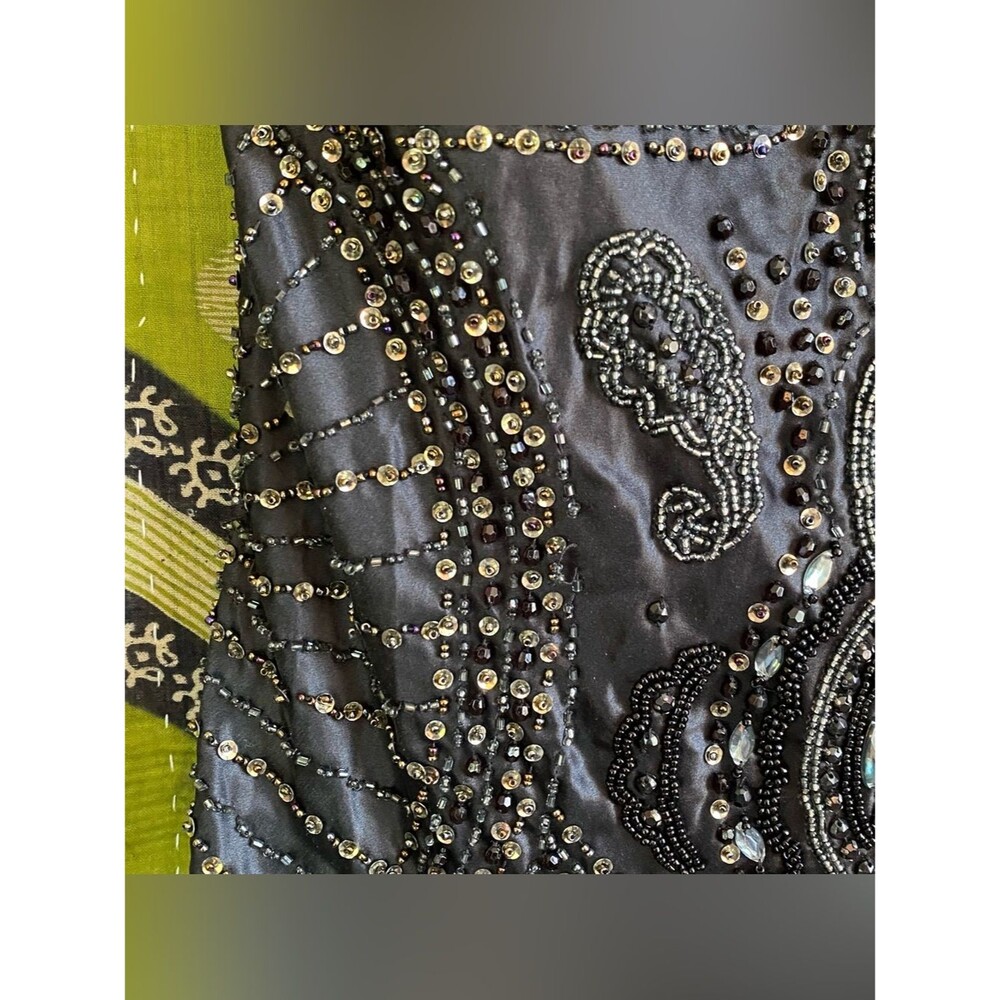 RARE Y2K Sue Wong Nocturne Black Old Hollywood Whimsigoth Silk Beaded Gown 6 - Picture 10 of 16